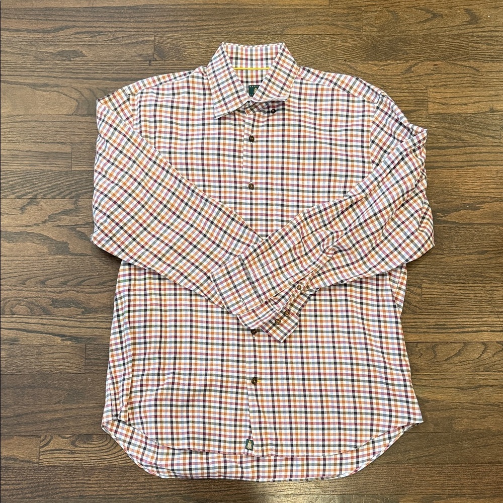 Robert Talbott Orange and Blue Checkered Shirt